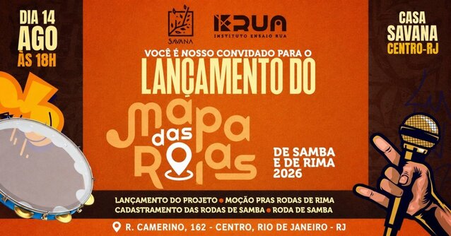 Evento de Lançamento - Mapa das Rodas de Samba e Rima 2026 (foto do evento)