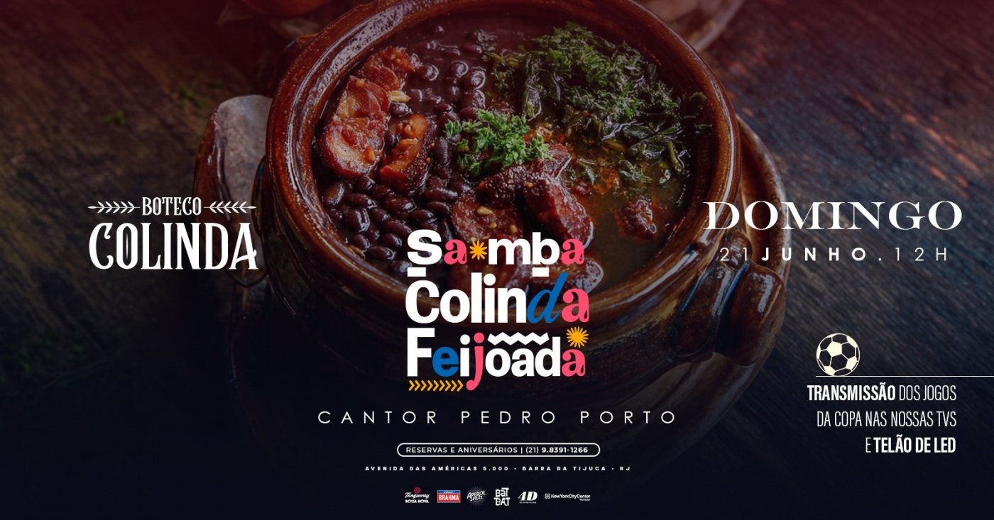SAMBA COLINDA (21/06) com o Cantor Pedro Porto e transmissão dos jogos da Copa (foto do evento)