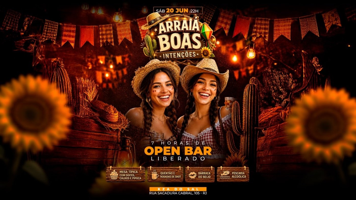 Boas temp. Fora de casa - Arraiá da Boas | 7 horas de open bar + Djs |Boate Boas Intenções (foto do evento)