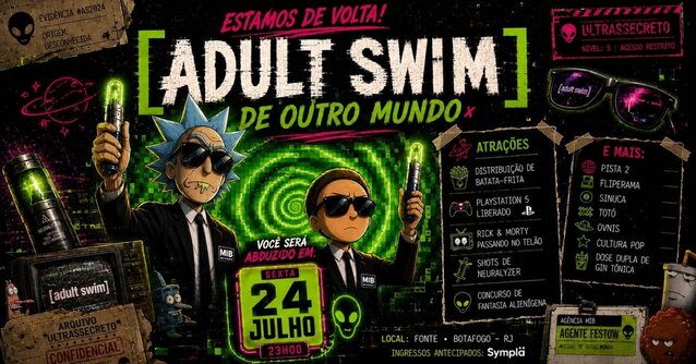 Festa [adult swim] DE OUTRO MUNDO - o retorno! FRITAS, PS5, JOGOS, SHOTS E MUITO MAIS! (foto do evento)